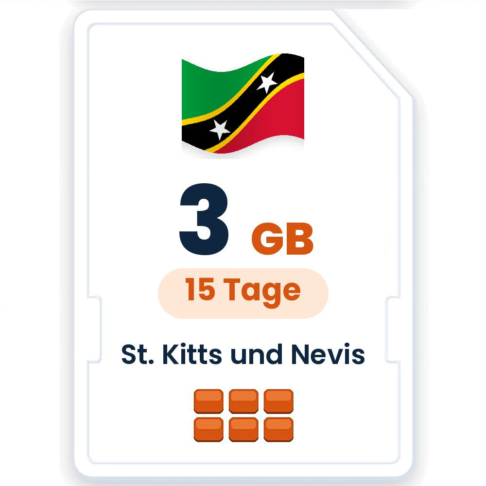 St. Kitts und Nevis eSIM – 3 GB, 15 Tage gültig