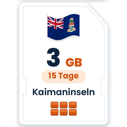 Kaimaninseln eSIM – 3 GB, 15 Tage gültig