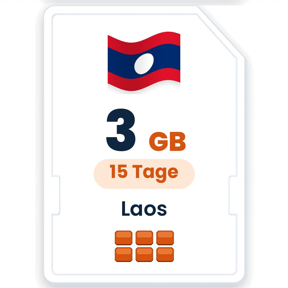 Laos eSIM – 3 GB, 15 Tage gültig