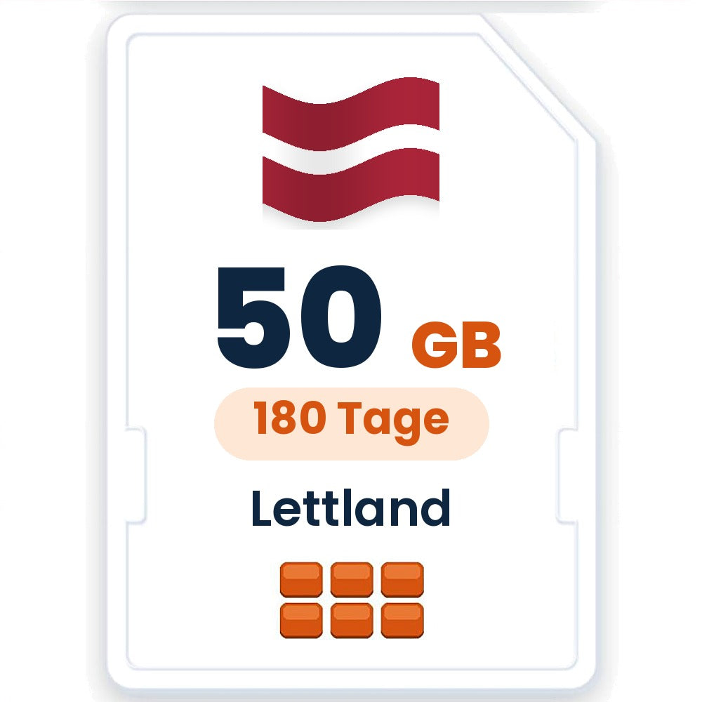 Lettland eSIM – 50 GB, 180 Tage gültig