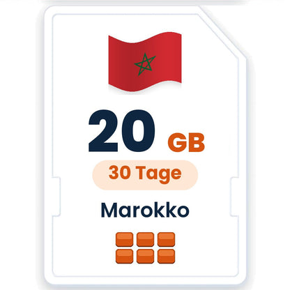 Marokko eSIM – 20 GB, 30 Tage gültig