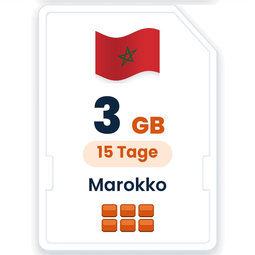 Marokko eSIM – 3 GB, 15 Tage gültig