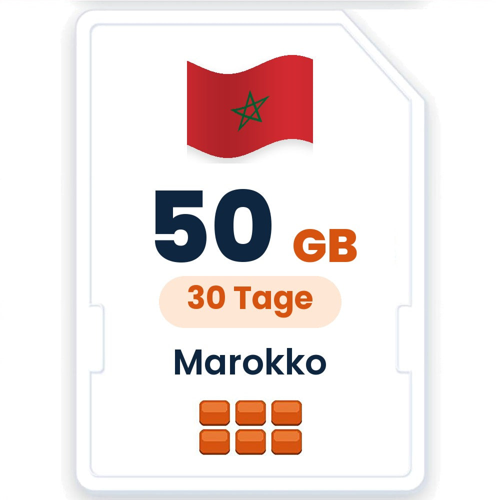 Marokko eSIM – 50 GB, 30 Tage gültig
