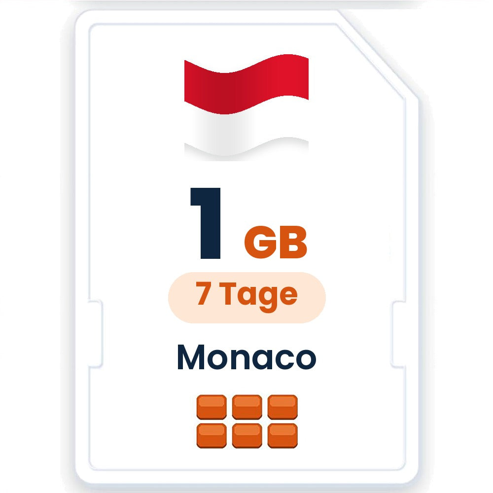 Monaco eSIM – 1 GB, 7 Tage gültig