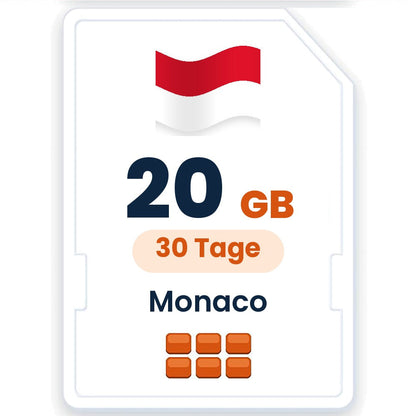 Monaco eSIM – 20 GB, 30 Tage gültig
