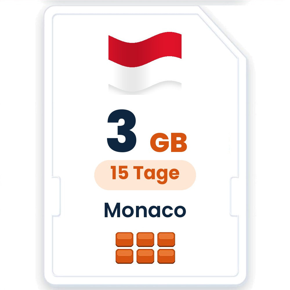 Monaco eSIM – 3 GB, 15 Tage gültig