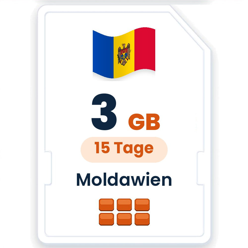 Moldawien eSIM – 3 GB, 15 Tage gültig