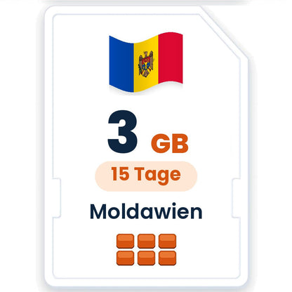 Moldawien eSIM – 3 GB, 15 Tage gültig