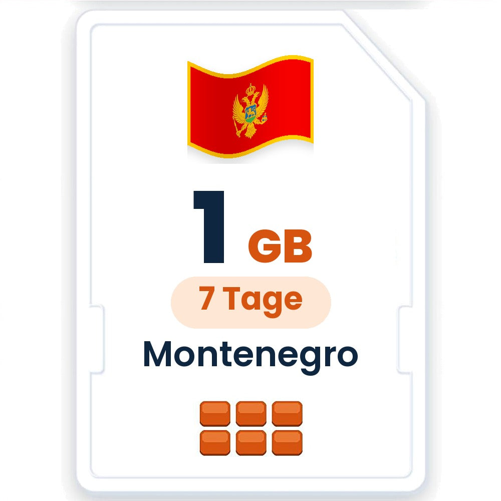 Montenegro eSIM – 1 GB, 7 Tage gültig