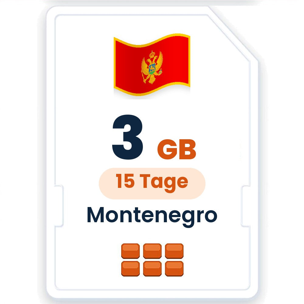 Montenegro eSIM – 3 GB, 15 Tage gültig
