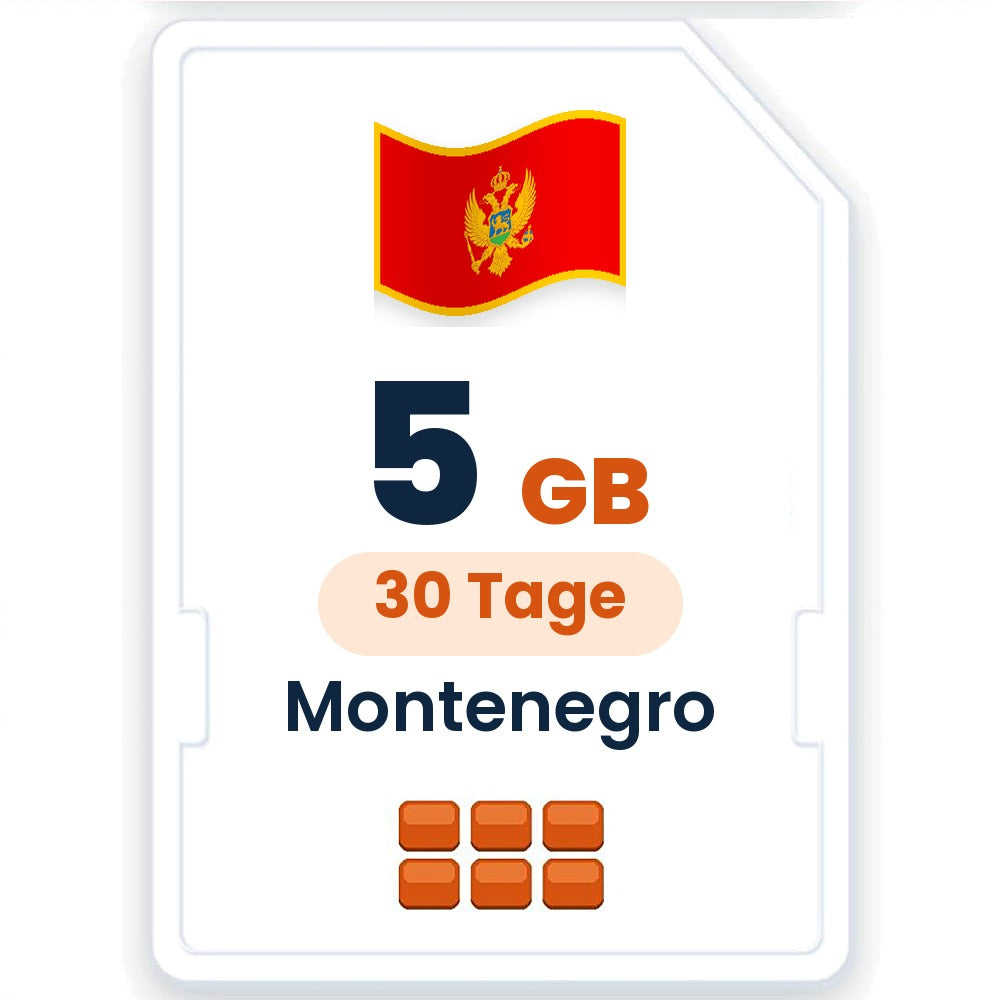 Montenegro eSIM – 5 GB, 30 Tage gültig