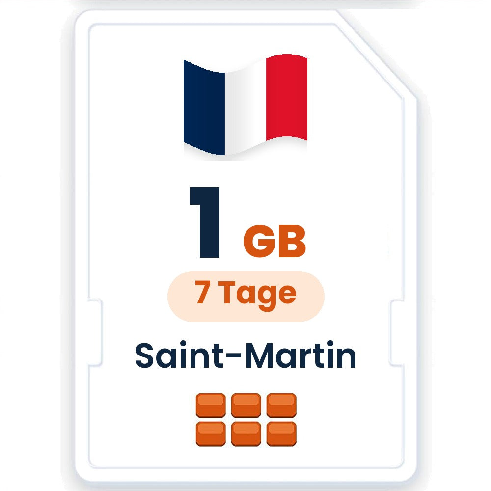 Saint-Martin eSIM – 1 GB, 7 Tage gültig