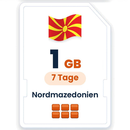 Nordmazedonien eSIM – 1 GB, 7 Tage gültig