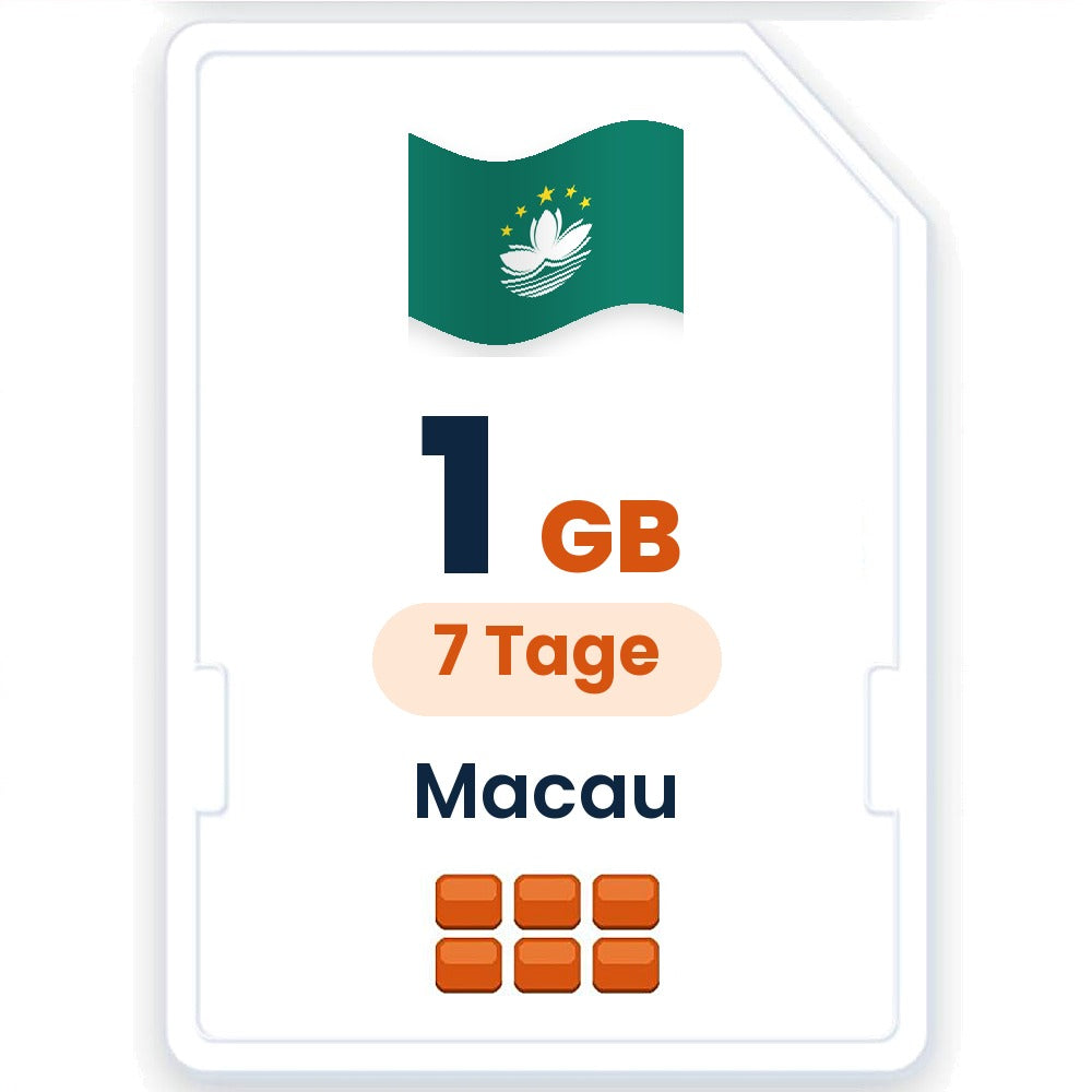 Macau eSIM – 1 GB, 7 Tage gültig