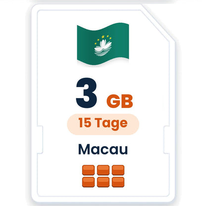Macau eSIM – 3 GB, 15 Tage gültig