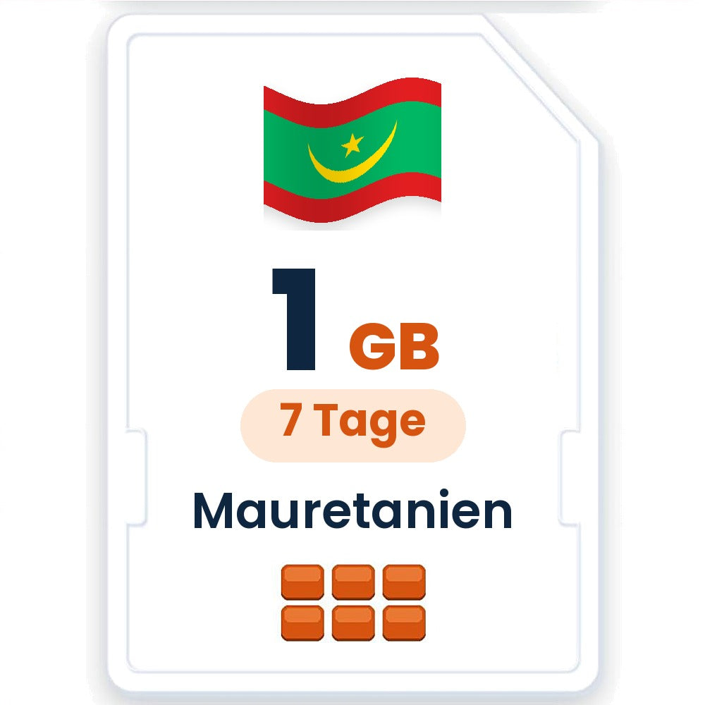 Mauretanien eSIM – 1 GB, 7 Tage gültig