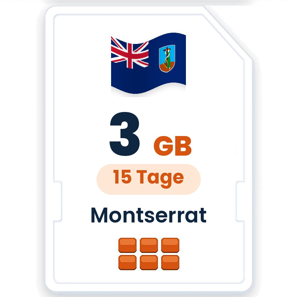 Montserrat eSIM – 3 GB, 15 Tage gültig