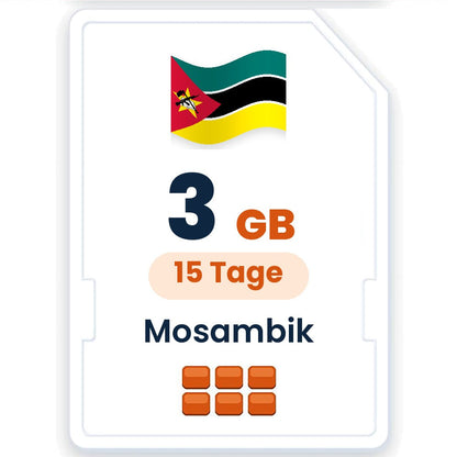 Mosambik eSIM – 3 GB, 15 Tage gültig