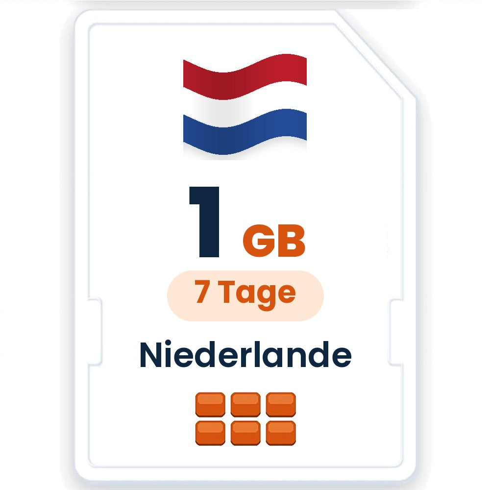 Niederlande eSIM – 1 GB, 7 Tage gültig