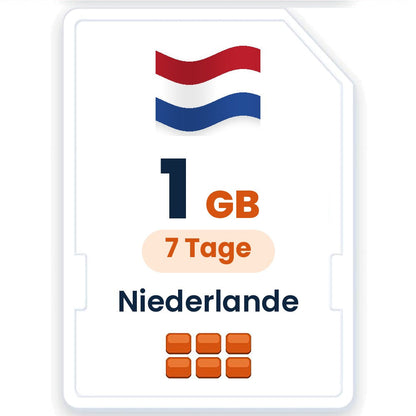 Niederlande eSIM – 1 GB, 7 Tage gültig