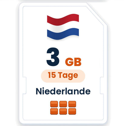 Niederlande eSIM – 3 GB, 15 Tage gültig