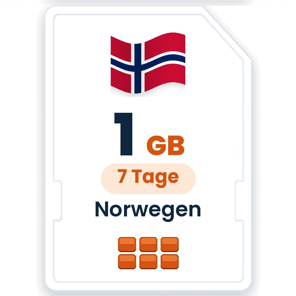 Norwegen eSIM – 1 GB, 7 Tage gültig