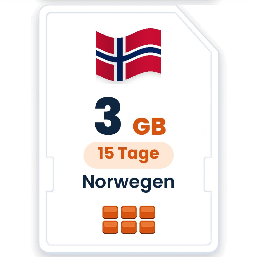 Norwegen eSIM – 3 GB, 15 Tage gültig