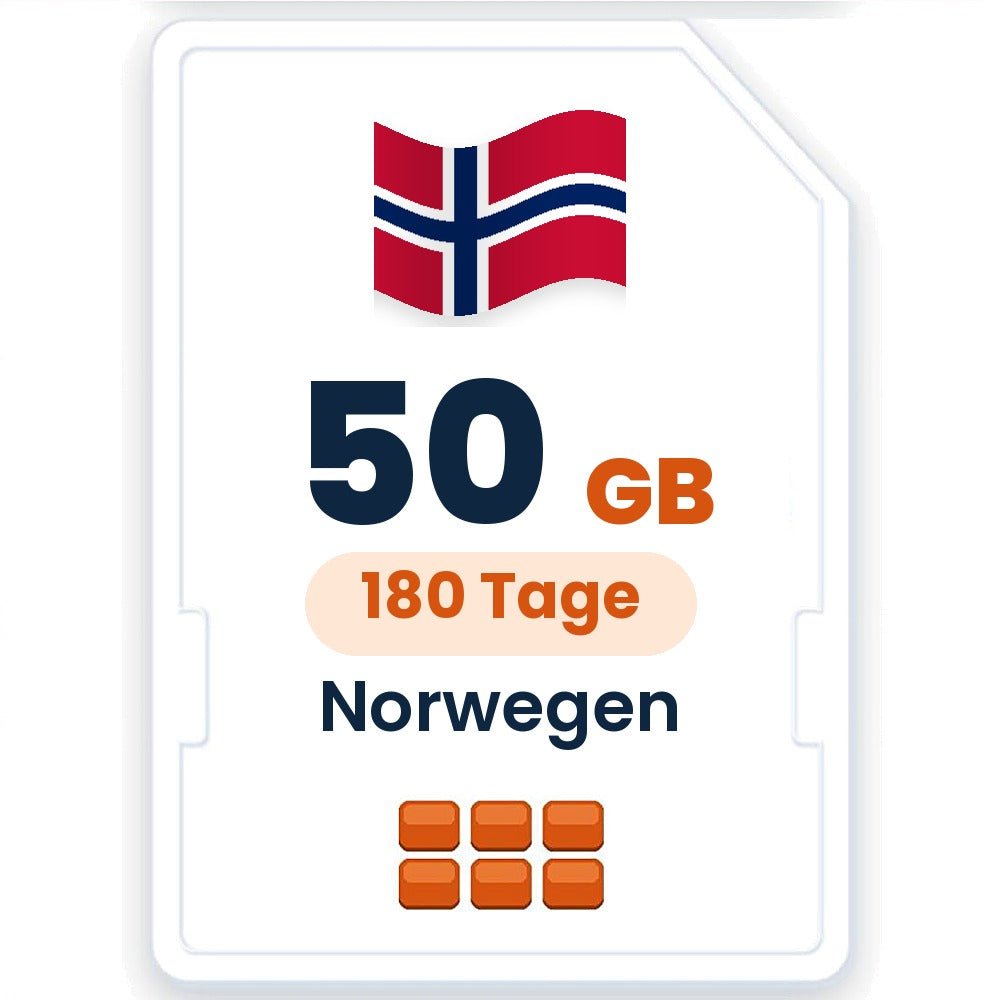 Norwegen eSIM – 50 GB, 180 Tage gültig