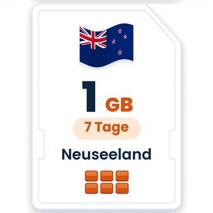 Neuseeland eSIM – 1 GB, 7 Tage gültig