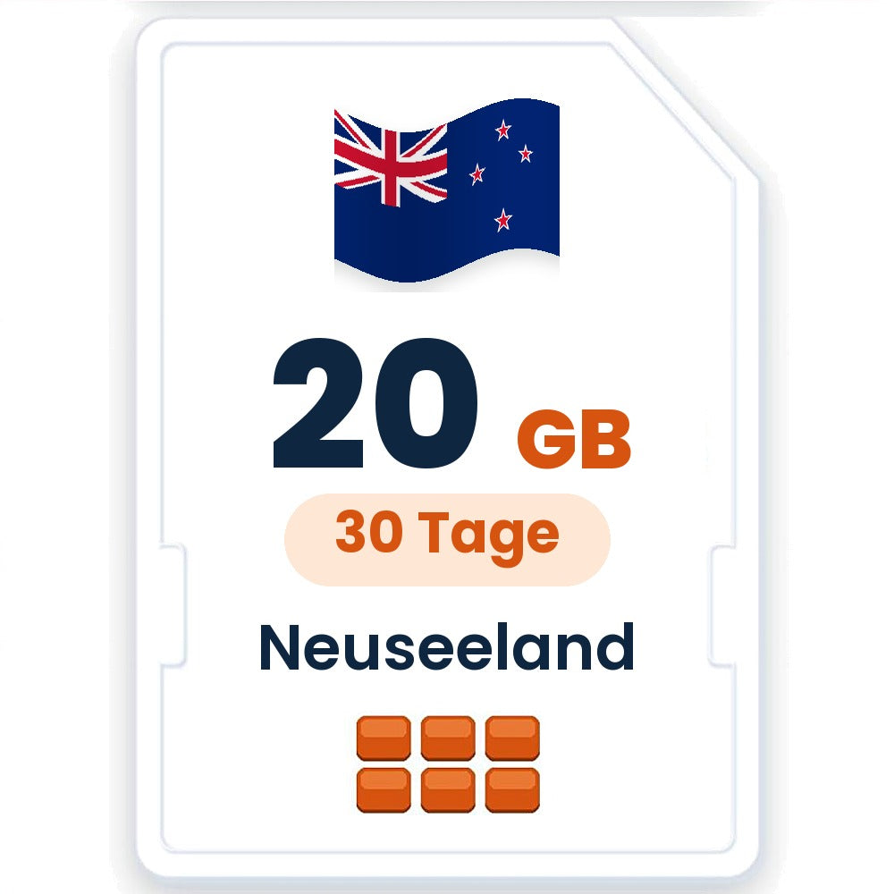 Neuseeland eSIM – 20 GB, 30 Tage gültig