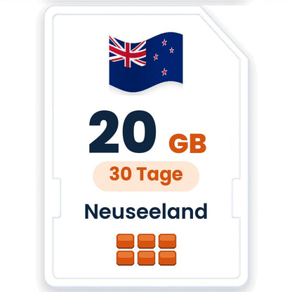 Neuseeland eSIM – 20 GB, 30 Tage gültig