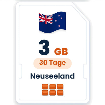 Neuseeland eSIM – 3 GB, 30 Tage gültig