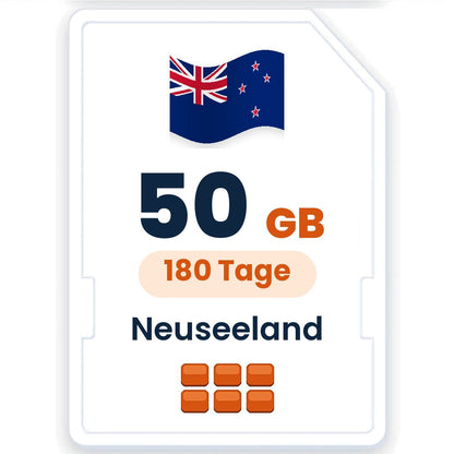 Neuseeland eSIM – 50 GB, 180 Tage gültig