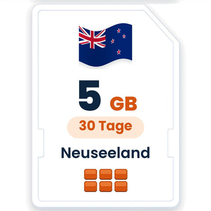 Neuseeland eSIM – 5 GB, 30 Tage gültig
