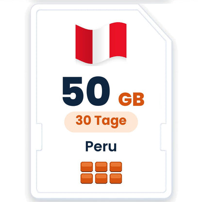 Peru eSIM – 50 GB, 30 Tage gültig