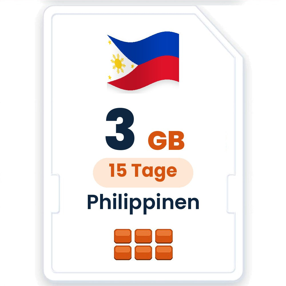 Philippinen eSIM – 3 GB, 15 Tage gültig