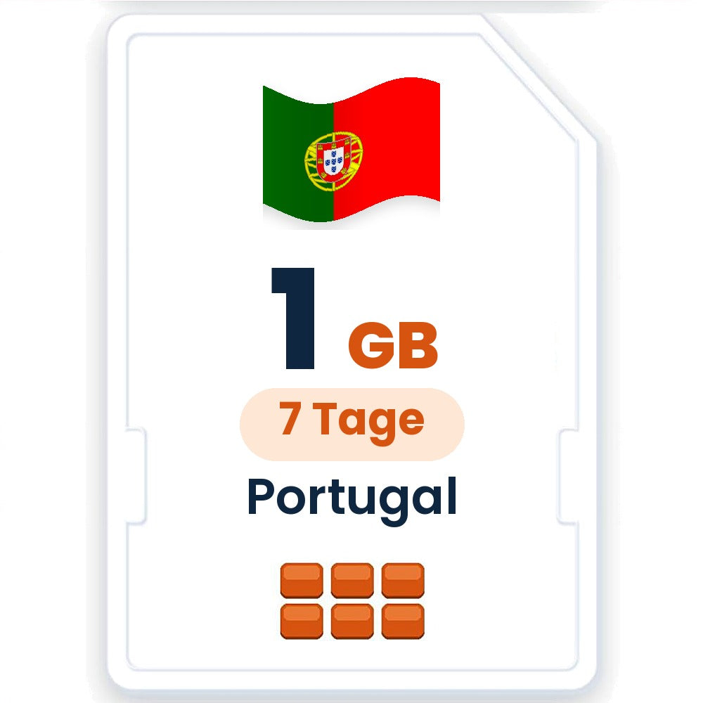 Portugal eSIM – 1 GB, 7 Tage gültig