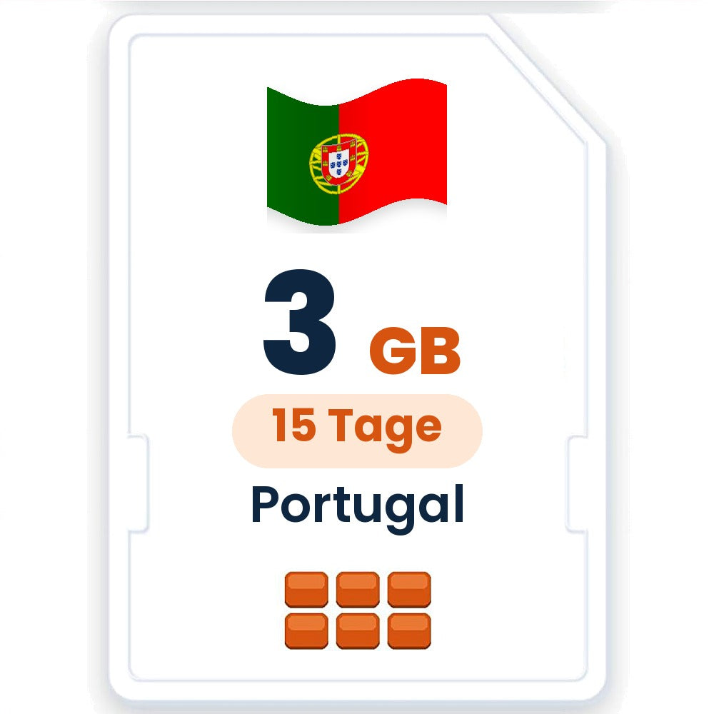 Portugal eSIM – 3 GB, 15 Tage gültig