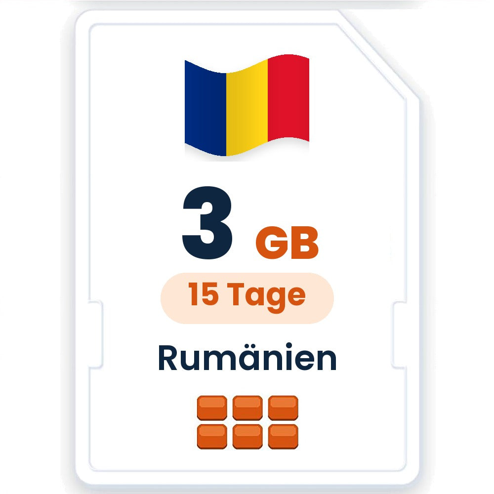 Rumänien eSIM – 3 GB, 15 Tage gültig