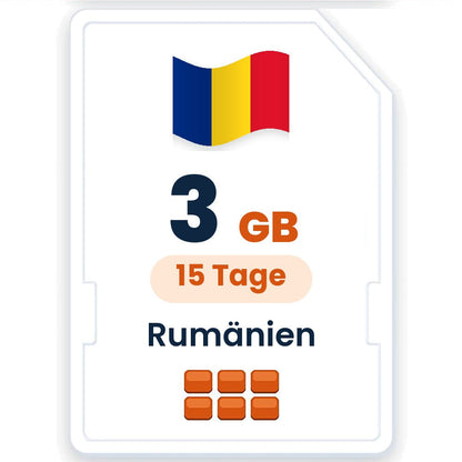 Rumänien eSIM – 3 GB, 15 Tage gültig