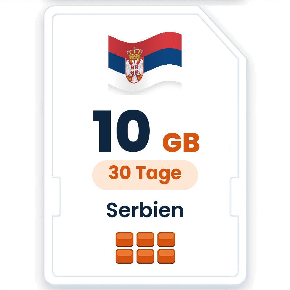 Serbien eSIM – 10 GB, 30 Tage gültig