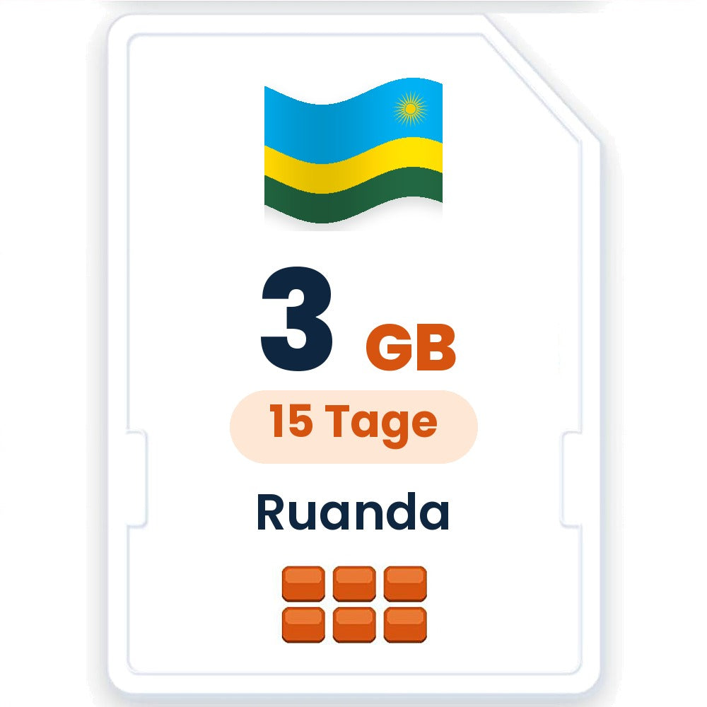 Ruanda eSIM – 3 GB, 15 Tage gültig
