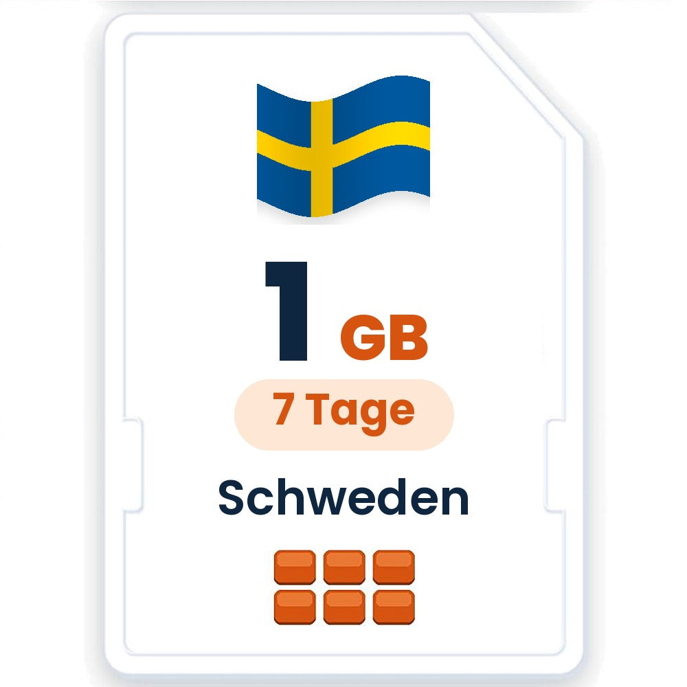 Schweden eSIM – 1 GB, 7 Tage gültig