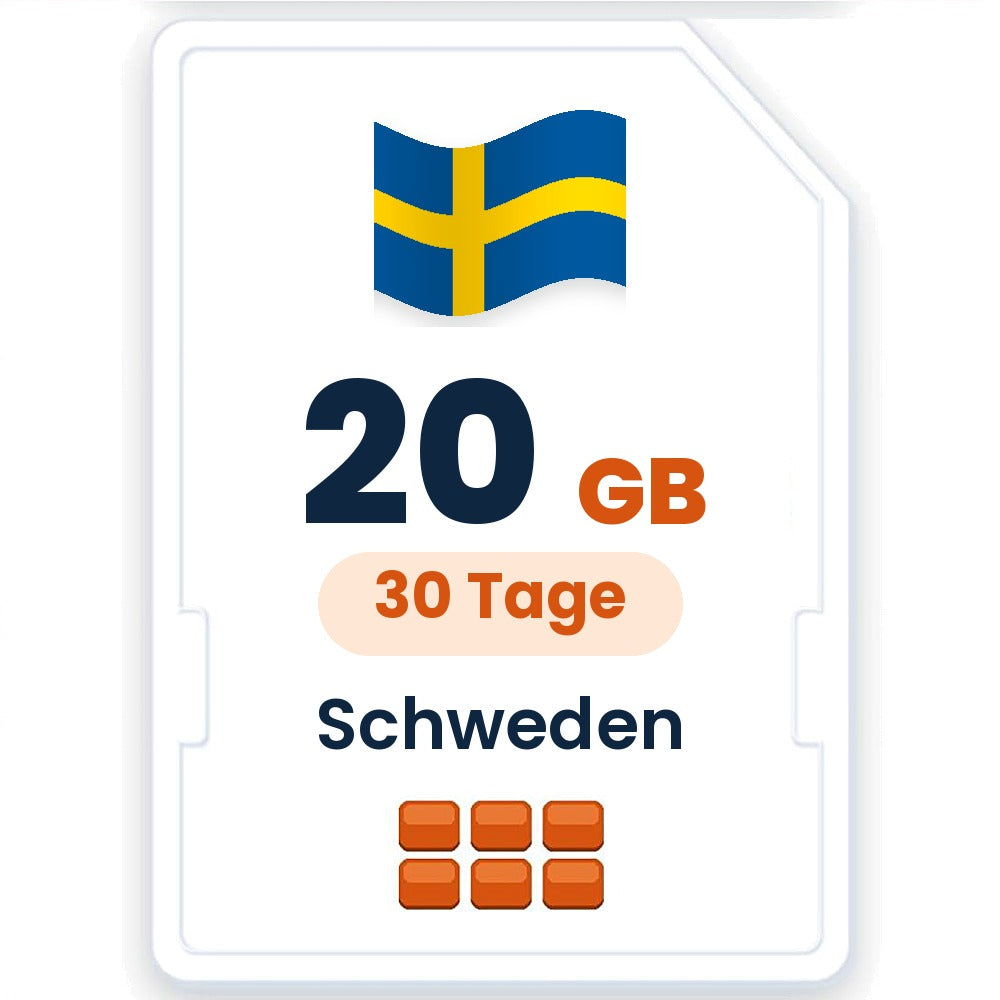 Schweden eSIM – 20 GB, 30 Tage gültig