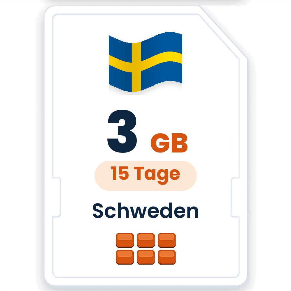 Schweden eSIM – 3 GB, 15 Tage gültig