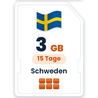 Schweden eSIM – 3 GB, 15 Tage gültig