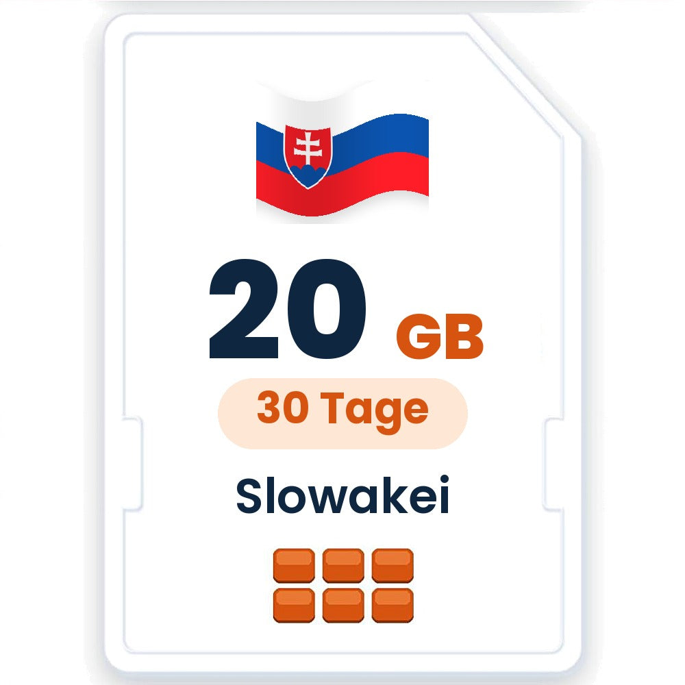Slowakei eSIM – 20 GB, 30 Tage gültig