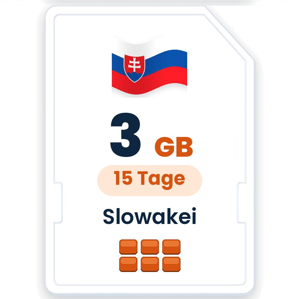Slowakei eSIM – 3 GB, 15 Tage gültig