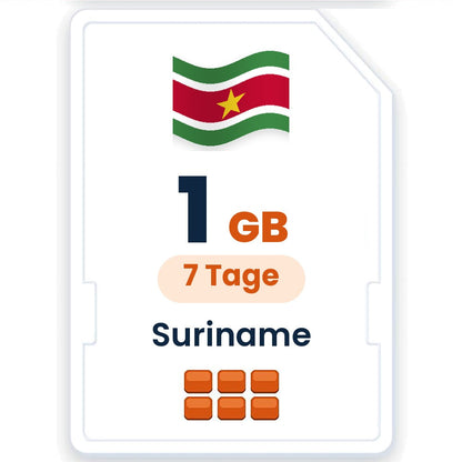 Suriname eSIM – 1 GB, 7 Tage gültig