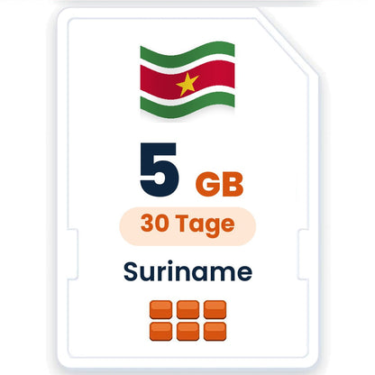 Suriname eSIM – 5 GB, 30 Tage gültig